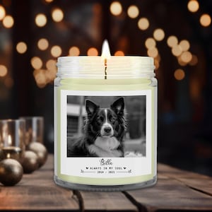 Personalised Pet Memorial Candle with Photo, Pet Remembrance Candle, Custom Pet Loss Gift, Pet Sympathy Gift, Dog or Cat Tribute with Photo
