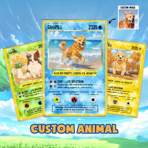 Tarjeta coleccionable personalizada de mascota: regalo de arte animal personalizado para amantes de las mascotas, recuerdo único para perros, tarjeta coleccionable holográfica personalizada