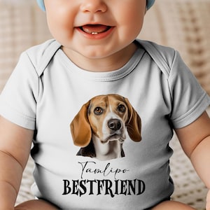 Custom Infant Bodysuit With Pet Photo,Unique Pet Name Clothes, Newborn Outfit, Made From Dog Photo, Protected By Dog Shirt, Baby Shower Gift