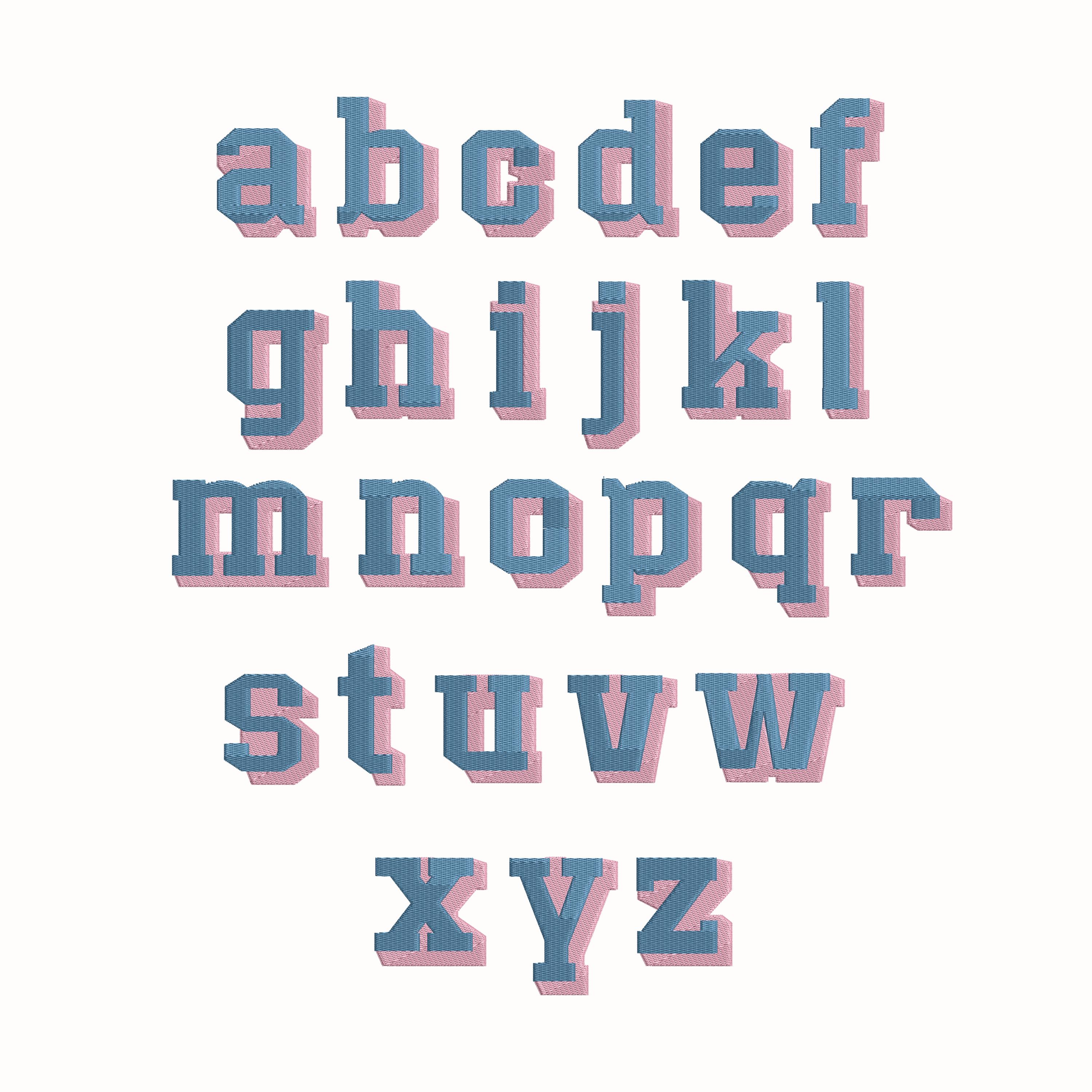 Block Shadow 2 Colors Embroidery Font Bundle, Modern Bold Embroidery ...