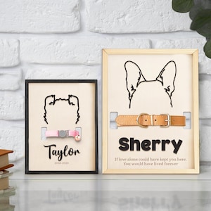Personalized Dog Memorial Wood Frame With Collar Holder, Memorial Pet Collar Sign with Photo, Dog Memorial Gifts, Pet Loss Gifts, Dog Gifts