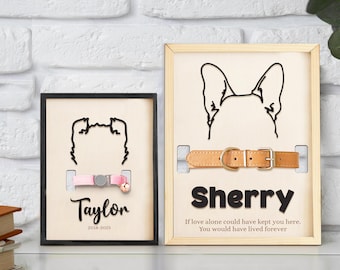 Personalized Dog Memorial Wood Frame With Collar Holder, Memorial Pet Collar Sign with Photo, Dog Memorial Gifts, Pet Loss Gifts, Dog Gifts