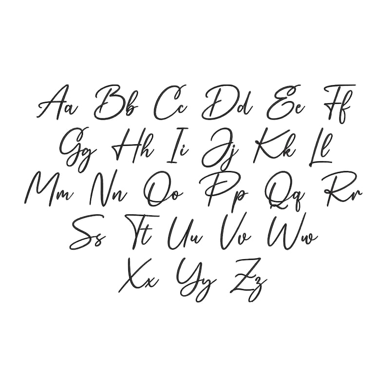 Set 10 Cursive Machine Embroidery Font, Script Alphabet Satin Stitch ...
