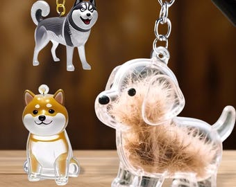 Pet Hair Keepsake Storage Dog Hair Memorial Keepsake Keychain - Pet Hair Collector Storage Box For Dog Lovers Pet Loss Remembrance Gift