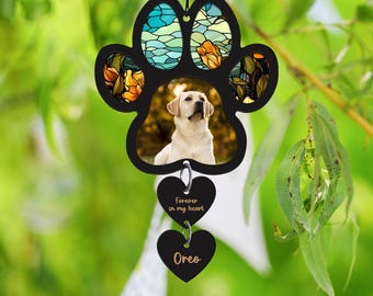 Personalized Loss Of Dogs Sympathy Gift, Rainbow Bridge Pet Paw Suncatcher, Pet Memorial Sun Catcher, Memorial Gift for Dog Passing
