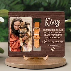 Personalized Memorial Pet Collar With Photo, Custom Dog Memorial Gifts, Memorial Standing Frame, Cat Loss Memorial, Pet Loss Gifts