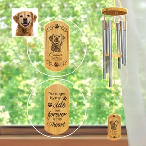 Personalized Engrave Pet Memorial, Outdoor Wind Chime, Pet Lose Remembering Gift, Outside Sketch Dog Loss for Garden, Thoughtful Tribute