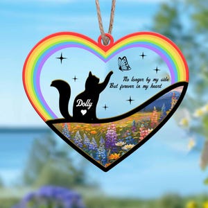 Custom Cat with Name - Date, Cat Acrylic Suncatcher, Rainbow Cat Memorial Suncatcher, Engraved Cat Lover, Cat Window Hanging, Cat Home Decor