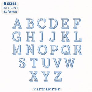 Block Shadow Embroidery Font, Fill Stitch Monogram Machine Embroidery Alphabet, Script Font, 9 Sizes, A-Z sorted, BX File Included, BX font