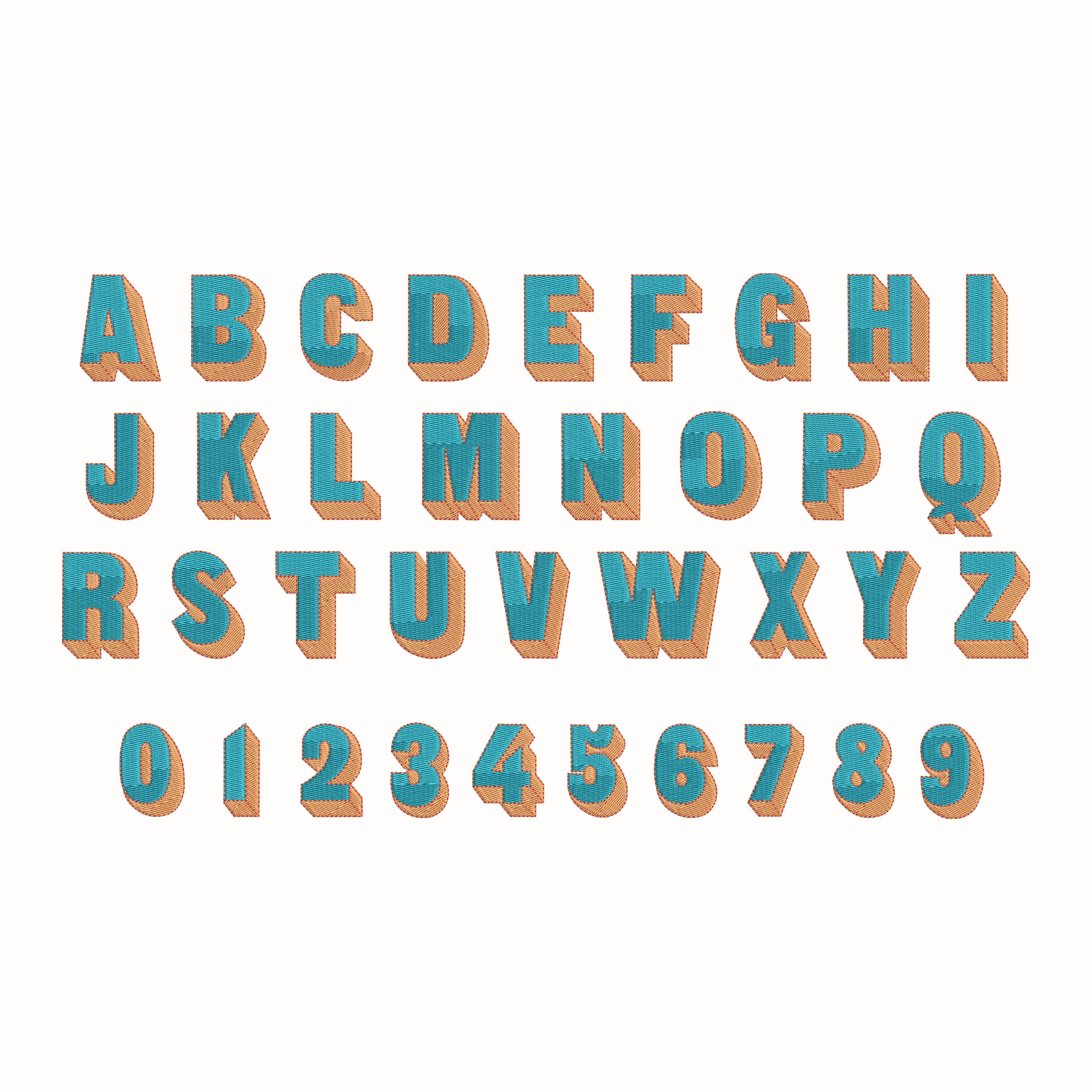 Block Shadow 2 Colors Embroidery Font Bundle, Modern Bold Embroidery ...