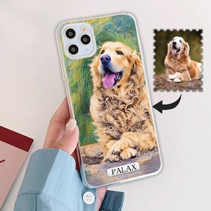 Personalized Hand Drawn Dog Phone Case With Pet Name, Custom Pet Photo Phone Case, Custom Cat Face Phone Case iPhone, Gift for Dog Lover