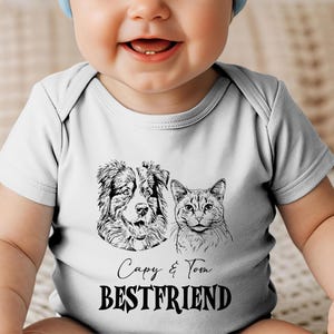 Personalized Infant Bodysuit with Dog Cat Portrait,Custom Pet Photo Baby Bodysuit,Best Baby Shower, Dog Bestfriend, Unique Newborn Baby Gift