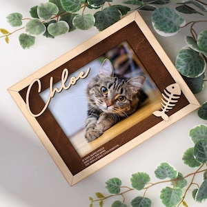 Personalized Cat Memorial Photo Frame, Wooden Pet Photo Frame, Pet Memorial, Picture Frame, Cat Love, Sympathy Gift, Cat Memorial Gift