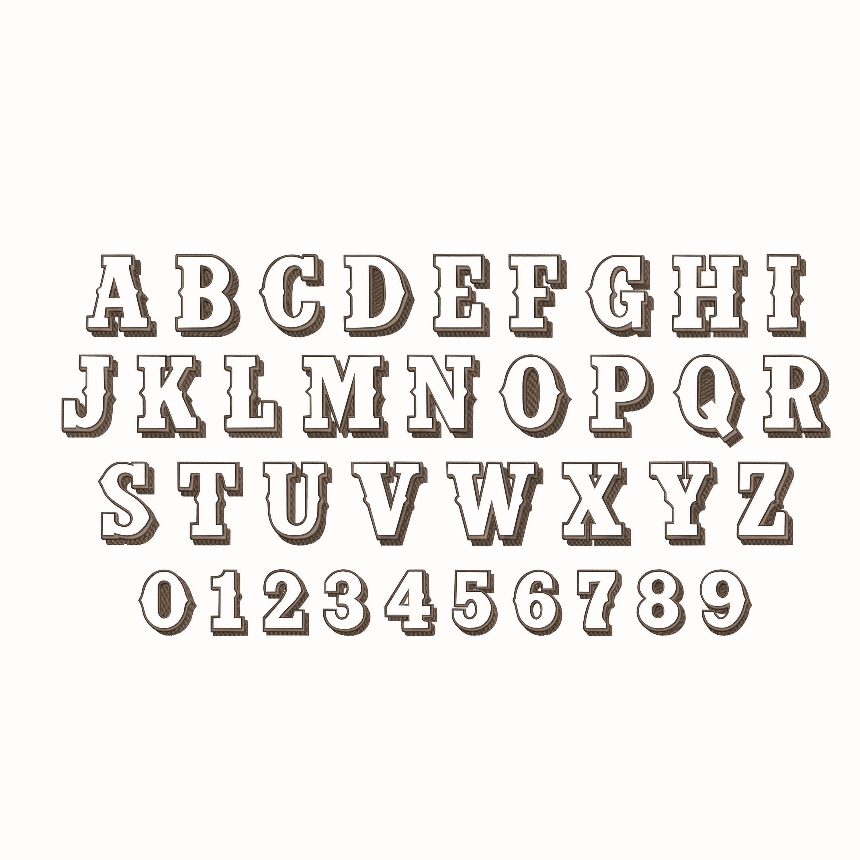 Block Shadow 2 Colors Embroidery Font Bundle, Modern Bold Embroidery ...