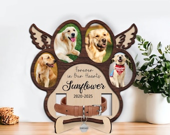 Personalized Pet Memorial Collar Holder, Pet Memorial Picture, Gift For Pet Loss, Dog Collar Holder, Remembrance Frame, Cat Memorial