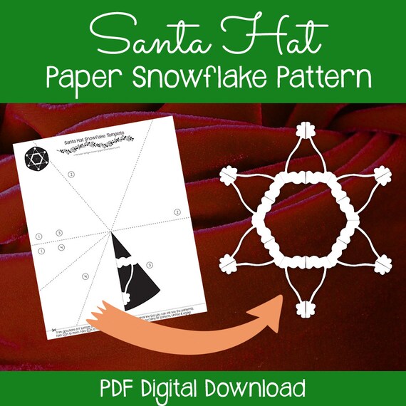 Santa Hat Paper Snowflake Pattern PDF Digital Download