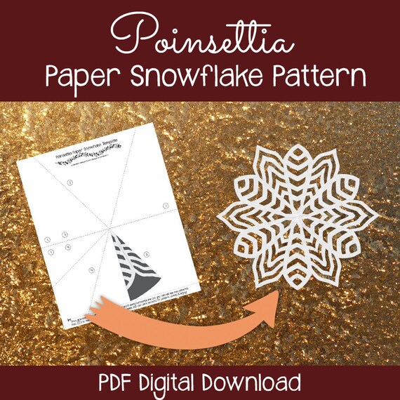 Poinsettia Paper Snowflake Pattern PDF Digital Download