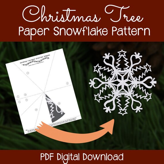 Christmas Tree Paper Snowflake Pattern PDF Digital Download