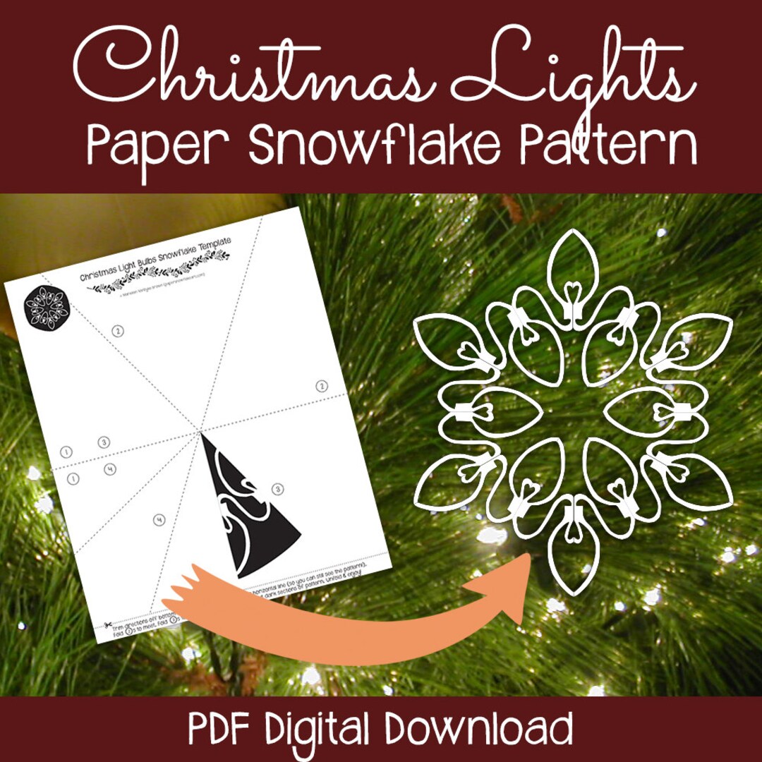 Christmas Light Bulbs Paper Snowflake Pattern PDF Digital - Etsy