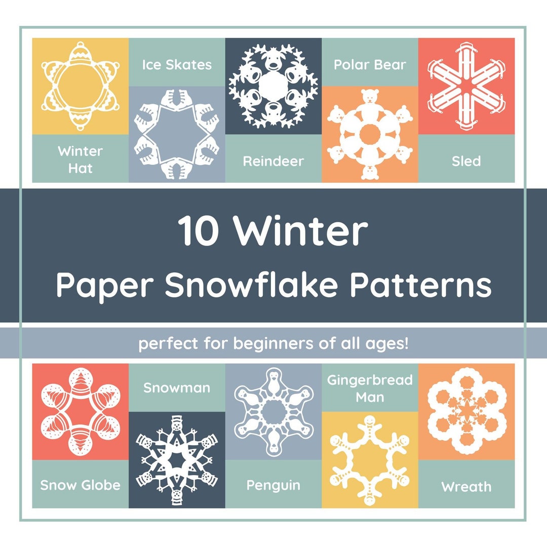 10 Winter Paper Snowflake Patterns  PDF DIGITAL DOWNLOAD