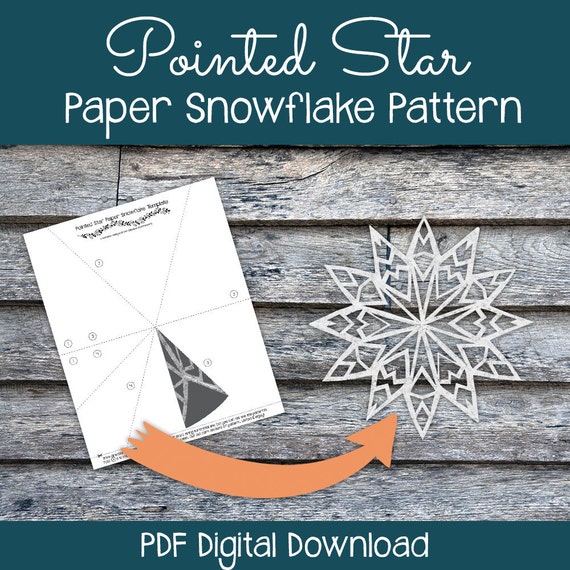 Pointed Star Paper Snowflake Pattern PDF Digital Download