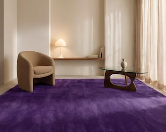 Solid Color Wool Rug, Lilac Soft Carpet, Contemporary Minimal Rug