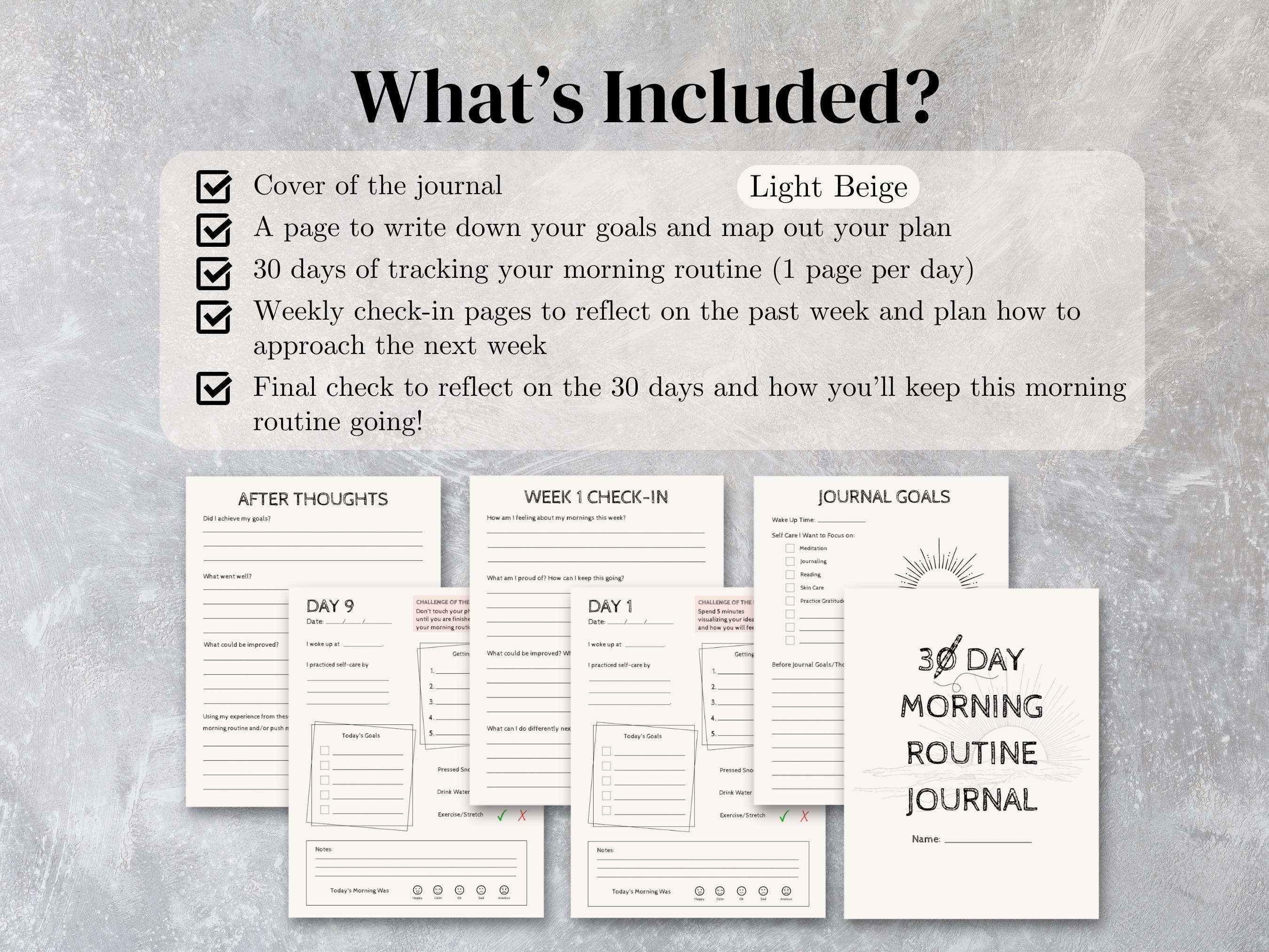 30 Day Morning Routine Journal, Morning Motivation Planner for ...