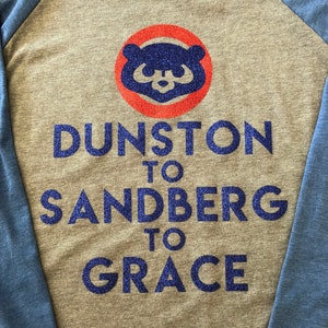 Retro Chicago Cubs 3/4 Sleeve Raglan Baseball Shirt | Dunston Sandberg Grace