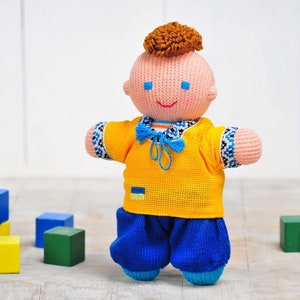 KOZACHOK Ukrainian Eco Friendly Handmade Knit Folk Doll Small Boy