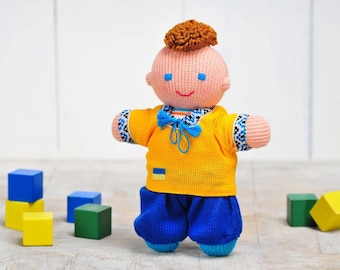 KOZACHOK Ukrainian Eco Friendly Handmade Knit Folk Doll Small Boy