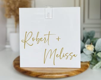 Wedding Card Box, Personalized Name Card Box, Event Card Holder, Wedding Acrylic Card Box with Lock and Key, Money Box, gift, Wishing Well