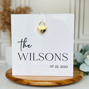 Boîte pour cartes de mariage, Boîte pour cartes de nom de famille personnalisée, Porte-cartes, Boîte pour cartes de mariage avec clé de verrouillage, Boîte pour cartes en acrylique, Tirelire, Souhaits