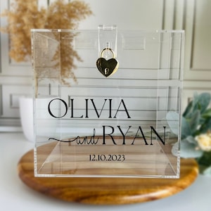 Wedding Card Box, Personalized Name Card Box, Event Card Holder, Wedding Acrylic Card Box with Lock and Key, Money Box, gift, Wishing Well