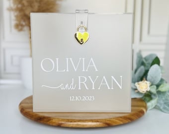 Wedding Card Box, Personalized Name Card Box, Event Card Holder, Wedding Acrylic box, Card Box with Lock Key, Money Box, gift, Wishing Well