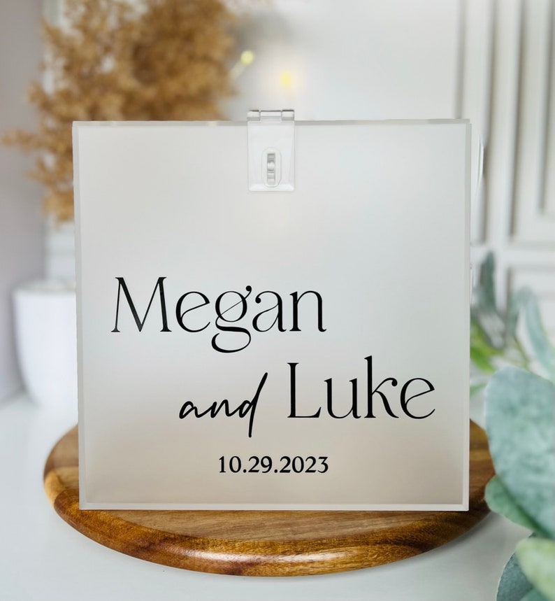 Wedding Card Box, Personalized Name Card Box, Event Card Holder, Acrylic card box, Card Box with Lock and Key, Money Box, Wishing Well, Gift image 2