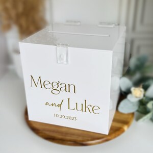 Wedding Card Box, Personalized Name Card Box, Event Card Holder, Acrylic card box, Card Box with Lock and Key, Money Box, Wishing Well, Gift image 6