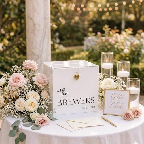 Personalized Acrylic Wedding Card Box with Lock