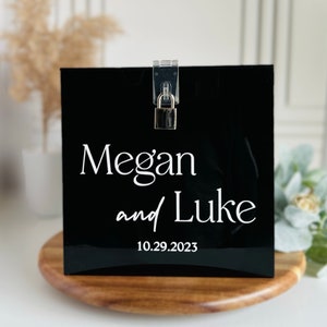 Wedding Card Box, Personalized Name Card Box, Event Card Holder, Acrylic card box, Card Box with Lock and Key, Money Box, Wishing Well, Gift image 4