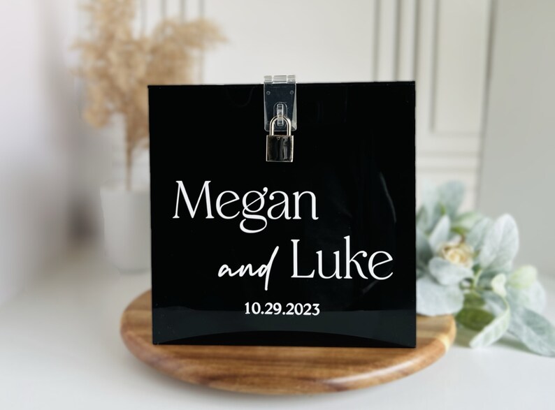 Wedding Card Box, Personalized Name Card Box, Event Card Holder, Acrylic card box, Card Box with Lock and Key, Money Box, Wishing Well, Gift image 4