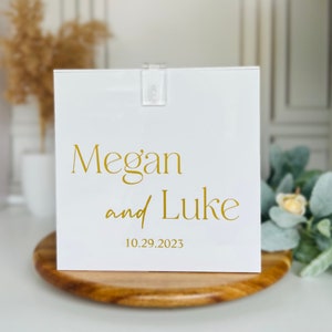 Wedding Card Box, Personalized Name Card Box, Event Card Holder, Acrylic card box, Card Box with Lock and Key, Money Box, Wishing Well, Gift image 5