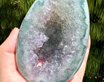 Rare Bi-Color Green & Purple Phantom Amethyst Geode from Uruguay