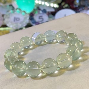 Rare 14mm AAA Lime Green Fluorite Bracelet | High Clarity & Gentle Lime Green Color | Premium Quality Crystal Jewelry