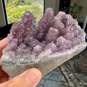 Red Rainbow Amethyst Stalactite Cluster | Natural Amethyst with Hematite Inclusions | Rare Specimen, Mineral Decor, Collector’s Piece