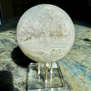 82mm Druzy Moss Agate | High Quality Moss Agate Sphere | Beautiful bandings