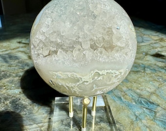 Sfera di agata muschiata drusa (82 mm)