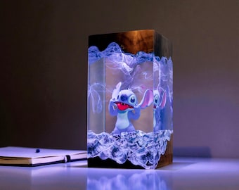 Handmade Stitch Resin Lamp, Holiday Desk Decor