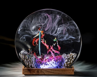 Handmade Resin Lamp, Soul Reaper Duo – Anime-Inspired LED Light, Anime Resin Lamp, Hero and Soul Reaper – Anime lamp, Birthday gifts