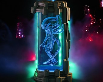 Lámpara de resina epoxi extraterrestre, luz nocturna para terrario, decoración de ciencia ficción