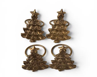 Christmas Tree Napkin Rings, Festive Holiday Table Decor, Handcrafted in Bali, (Christmas Tree Set 4)