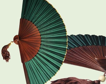 Exotic Jungle Folding Hand Fan, Handmade in Bali, Keep Cool in Style at Church Weddings Parties, Excellent Boho Gift for Mom & Grandma, Home